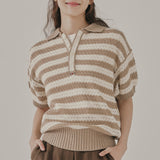 パンチングニットポロ / PUNCHING KNIT POLO_BEIGE