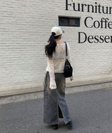 Work cargo denim skirt