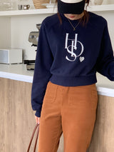 ハートロゴクロップスウェット/HEART LOGO CROP SWEATSHIRTS (NAVY)
