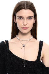 NO.478 [BLACK] CIRCLE CODE LOCK PEARL NECKLACE