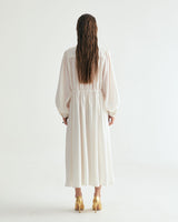 V-NECK CREASE SHIRRING ONEPIECE - IVORY (6635995725942)