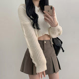 Junu Loose Fit Cable Hooded Cropped Knit (4 colors)