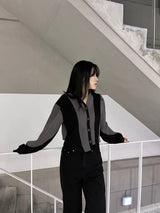 Oblique crop cardigan 