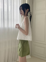 Makyu lace square neck punching sleeveless blouse