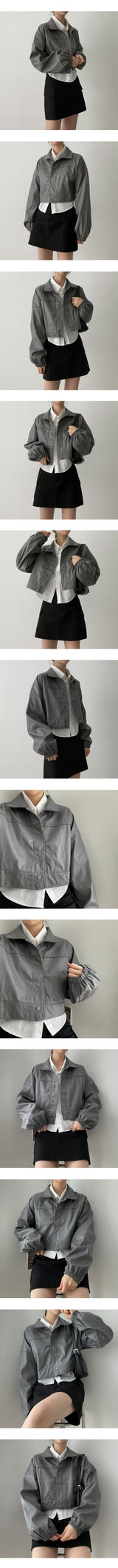 レザークロップドジャケット/Dijou leather cropped jacket