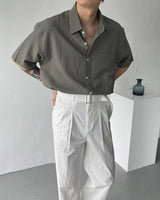 リネンバイオショートスリーブシャツ / UN275 Linen Bio Short-Sleeved Shirt (4 colors)
