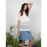 リネンストライプニットトップ / LINEN STRIPE KNIT TOP - WHITE