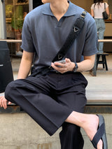 Vカラーアイスショートスリーブニット