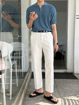 LMNカラーリングハーフジップアップハッチ半袖ニット/LMN Cooling Half Zip-Up Hachi Short-Sleeved Knitwear (9 colors)