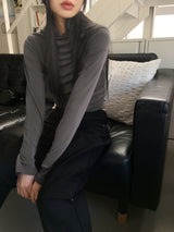 Shaz shirring shoulder slit hooded t-shirt