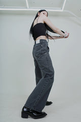 [Sserpe x Dilettantisme] Grey V Cut Wide Denim Pants (6687114920054)