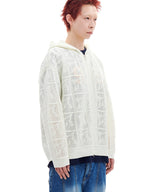 NET KNIT HOOD ZIP-UP (IVORY)