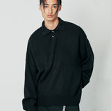 スティックボタンルーズフィットニット / stick button loose fit knit black