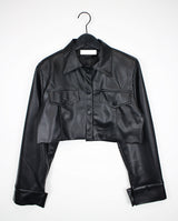 ローズレザークロップジャケット / Rose Leather Crop Jacket (2color)