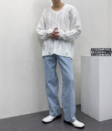 ウィステッドダメージニット/SK wisted damage knitwear (4 colors)