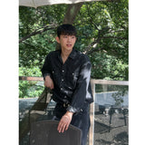 ブラックデニム長袖シャツ