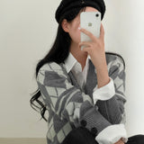 ポイントクロップアーガイルカーディガン / Point Crop Argyle Cardigan