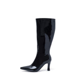 Basic Stiletto Boots Heel(Glossy Black)