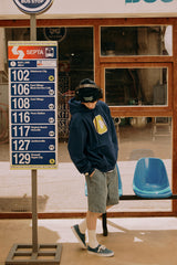 ミックスCワッペンパーカ・ネイビー［ユニセックス］/ Mix C Patch Unisex Vintage Navy Hoodie