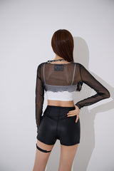 チョーカーシースルークロップTシャツ / TOP(9370) Choker See-through Crop Tee