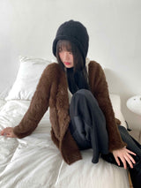 She's double button angora cardigan