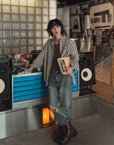 ダメージチェッカーワイドデニム (1 color)