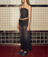 デニムパネルロングスカート / DENIM PANELLED LONG SKIRT (BLACK)