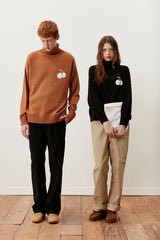 キルシーミドルチェリーハイネックニット／UNI MIDDLE WHITE CHERRY ROUND KNIT SHIRT KA [BLACK] (6597397119094)