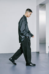 ナイロン2WAYワイドカーブフィットバンディングパンツ / NYLON 2WAY WIDE CURVE FIT BANDING PANTS BLACK