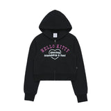 acme de la vie / Sanrio HELLO KITTY LETTERING CROP HOODIE ZIP UP BLACK
