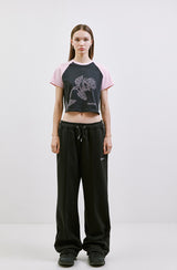 ローズ ラグラン クロップ T / CHARMS ROSE RAGLAN CROP T BK