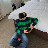 ケーブルボーダーニット