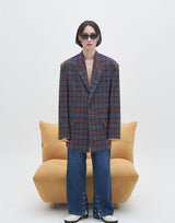 Peaked Lapel Check Pattern Blazer (6596179001462)