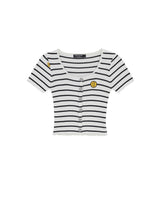 BUTTON DETAIL STRIPED KNIT CROP TOP OFF WHITE (6586891010166)