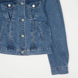 ピンタックミッドブルーデニムジャケット/WORN PINTUCK MID BLUE DENIM JACKET [6076]