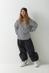 ストライプハイネックプルオーバー / BSR2223FWPO025 STRIPE HIGH NECK PULLOVER BLACK