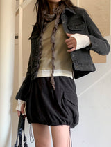 Ann's layered color combination round long-sleeved warmer T-shirt
