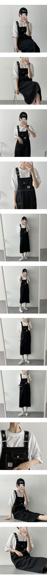 ティンクステッチポケットサスペンダードレス / Tinku Stitch Pocket Suspender Dress