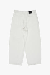 Pure white destroyed denim pants