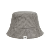 Wide Corduroy Label Bucket Hat Gray