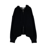 ウォームフーデッドニットジップアップ/Warm hooded knit zip-up