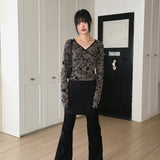 Zlin Paisley Velvet Flower Wrap Long Sleeve T-Shirt