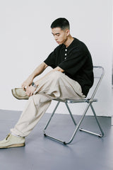 チェーンケーブルカラーハーフニット / CHAIN CABLE COLLAR HALF KNIT BLACK
