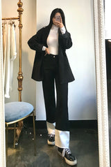 セミワイドフィットデニムパンツ/SEMI WIDE FIT BLACK+WHITE DENIM PANTS [17723]