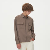TWO POCKET HIDDEN BUTTONS SHIRTS_BROWN (6612826062966)