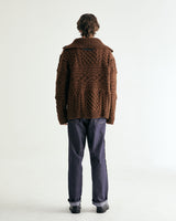 UNISEX MERINO WOOL CABLE KNIT ZIPUP M - MOCHA (6636048285814)