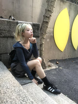 ストライプ2wayクロップフードジップアップ