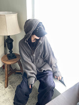 Hoshi mesh hooded knit zip-up