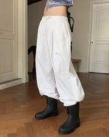Hasti Pintuck Banding Cotton Long Wide Pants