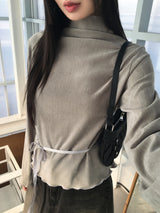 コリーヌリボンストラップベルベットポーラーTシャツ